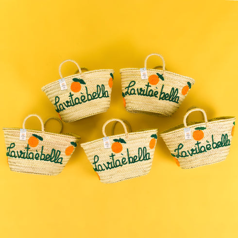 La Vita È Bella Oranges Basket | Handwoven Summer Tote of Joy 🍊